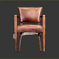 Comfortable Vintage Leather Upholstered Leisure Chair With Wooden Frame And Armrests