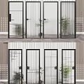 Modern Glass Doors With Black Frame And Grid Design For Interior Decor 3d model