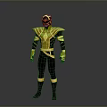 Black And Yellow Armored Superhero Character With Costume Design And Helmet