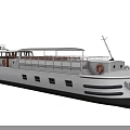 Classic White Yacht With Upper Deck Railing And Life Rings Side Windows 3d model