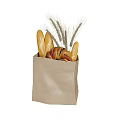 Delicious Fresh Assorted Bread Loaves in Paper Bag with Wheat Ears