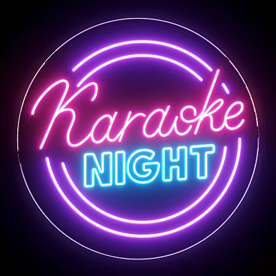 Vibrant Neon Decorative Light with Circular Design Pink Blue Karaoke Lettering for Night Ambiance 3d model