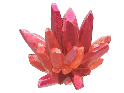 Red Crystal Stone Decorative Artwork With Natural Wood Base And Shiny Texture 3d model