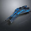 Futuristic Sci Fi Spaceship With Sleek Black And Blue Exterior Design