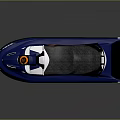 Blue And White Jet Ski With Gray Seat And Orange Accents
