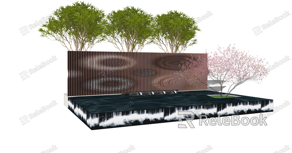 modern landscape wall waterscape model