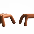 Modern Brown Curved Design Stools With Smooth Surface And Ergonomic Shape