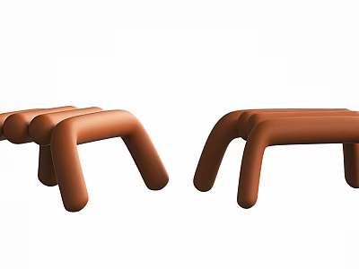 Modern Brown Curved Design Stools With Smooth Surface And Ergonomic Shape 3d model