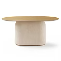 Oval Wooden Dining Table With Beige Soft Base And Modern Design 3d model