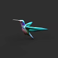 Vibrant Hummingbird With Turquoise Wings Purple Head Flying On Dark Background
