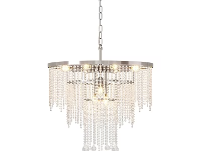 Elegant Round Crystal Chandelier With Metal Frame And Illuminated Hanging Crystal Pendants 3d model