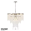 Elegant Round Crystal Chandelier With Metal Frame And Illuminated Hanging Crystal Pendants