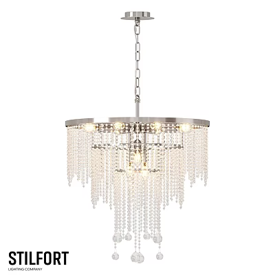 Elegant Round Crystal Chandelier With Metal Frame And Illuminated Hanging Crystal Pendants 3d model
