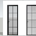 Modern Black Framed Hinged Doors With Glass And Mesh Grid On White Wall