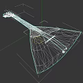 Wooden Triangular Musical Instrument Sculpture Carving with Strings and Detailed Neck