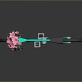 Turquoise Bicycle With Pink Basket Holding Pink Flowers Black Seat And Wheels