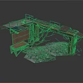 Industrial Platform Structure With Metal Frame Wooden Planks And Gravel Ground
