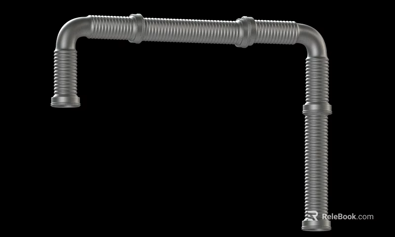 Metal Threaded Pipe With L Shaped Structure For Industrial Plumbing Use 3d model 