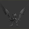 Futuristic Metallic Mechanical Silver Game Movie Character With Intricate Sharp Wings And Claws