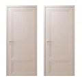 Cream White Modern Hinged Doors With Gold Handles And Simple Panel Design Details