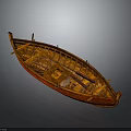 Classic Wooden Rowing Boat In Red Brown With Traditional Frame And Seats