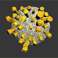Yellow Crystal Cluster Decorative Ornament Set With White Base And Small Granular Details