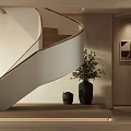 Modern Open Concept Living Dining Room Interior With Sofa Dining Table And Bookshelves