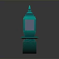 Green Outdoor Square Lamp Post With Yellow Light And Textured Base