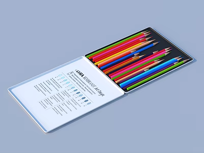 Open Box Of Colored Pencils With Various Vibrant Colors For Art Projects 3d model