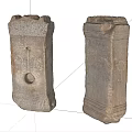 Two Traditional Stone Wood Carved Pillars With Intricate Surface Details