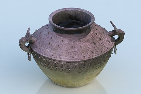 Chinese Style Wine Tank Container Antique Bronze Cultural Relics 3d model