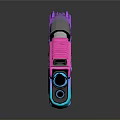 Colorful Pink Blue Gradient Pistol With Metallic Finish And Reflective Surface Design