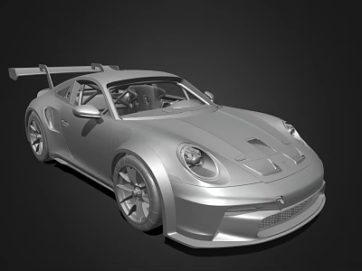 Silver Sports Car With Sleek Body Rear Spoiler And Sporty Wheels Design 3d model