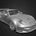 Silver Sports Car With Sleek Body Rear Spoiler And Sporty Wheels Design