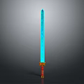 Decorative Sword With Blue Blade Red Hilt And Golden Accents
