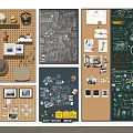 Wall Hangings Featuring Decorative Cork Peg Chalk Boards With Photos Notes Drawings And Items