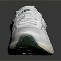 White Sports Sneakers With Green Logo Mesh Upper And Casual Sole Design