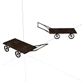 Vintage Wooden Carts With Metal Wheels And Long Handles For Transport