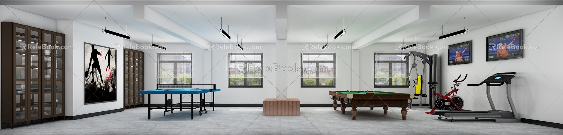 Modern leisure room fitness room billiard room billiard room 3d model