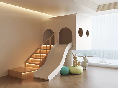 Modern Kids Play Area With Slide Stairs And Toys 3d model