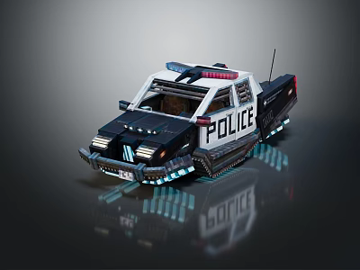 Modern Electric Toy Police Car With Flashing Lights And Black White Design For Kids 3d model