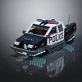 Modern Electric Toy Police Car With Flashing Lights And Black White Design For Kids