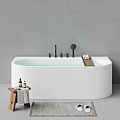 Modern Bathtub Interiors With Side Furniture Towels Slippers And Fixtures