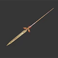 Golden Decorative Sword With Intricate Patterns And Ornamental Design