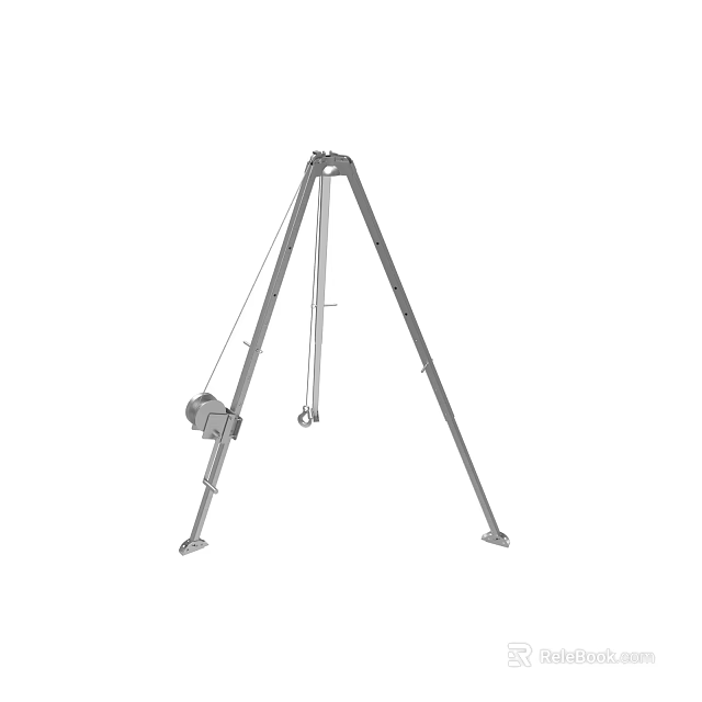 Tripod Hoist Equipment With Pulley System And Steel Lifting Mechanism 3d model 