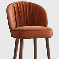 Orange Velvet Bar Stools With Curved Backrest And Metal Legs Footrest