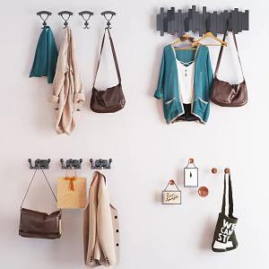 Modern Hook Clothes Hook Hanger Wall Decoration Combination 3d model