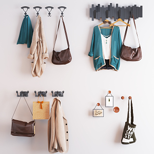 Modern Hook Clothes Hook Hanger Wall Decoration Combination 3d model