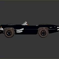 Classic Blue Convertible Car With Open Top And Brown Leather Interior