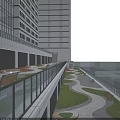 Modern High Rise Office Building With Glass Facade Large Windows And Green Terrace Design